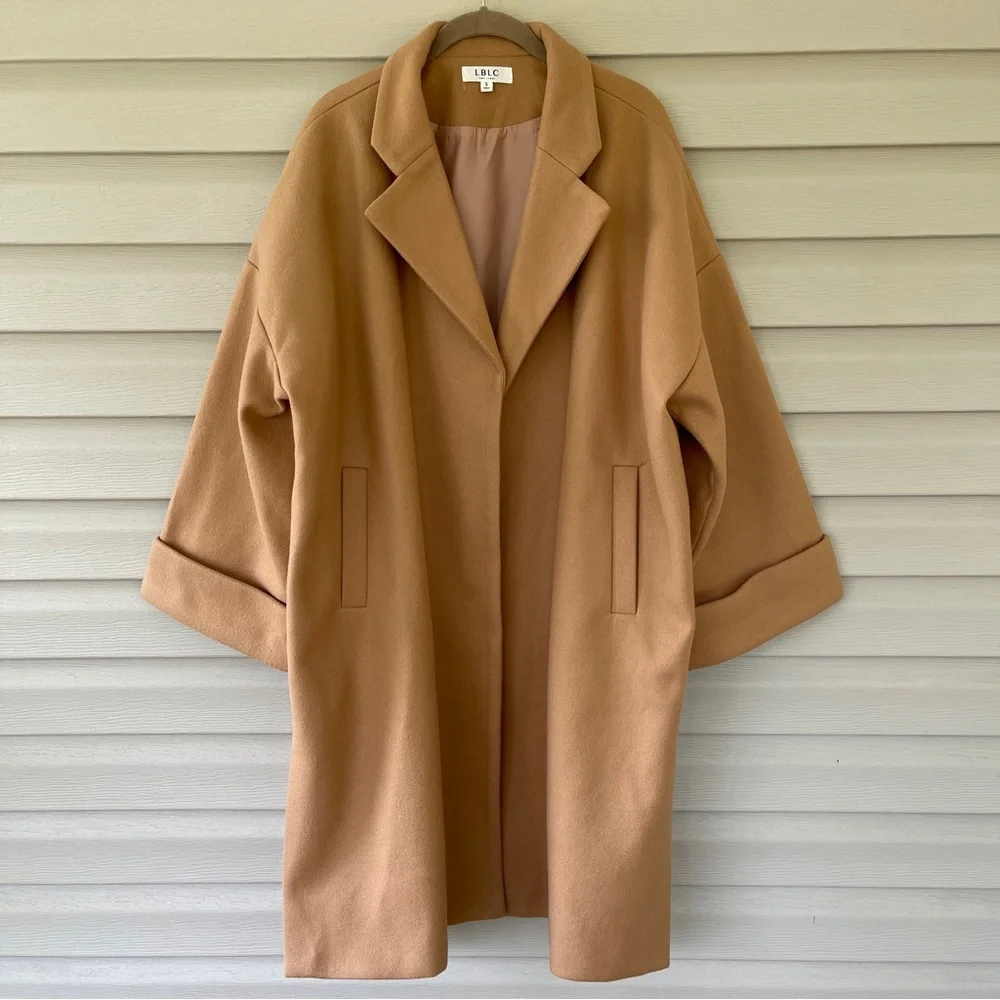 LBLC The Label Women's Camel Color Oversized Coat Size Small